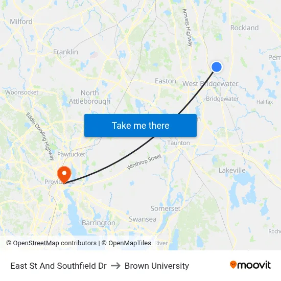 East St And Southfield Dr to Brown University map