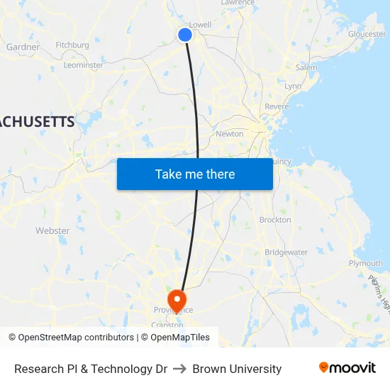 Research Pl & Technology Dr to Brown University map