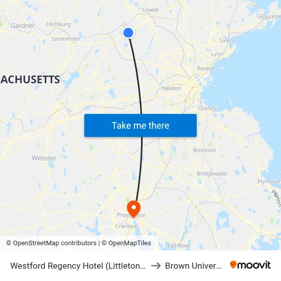 Westford Regency Hotel (Littleton Rd) to Brown University map