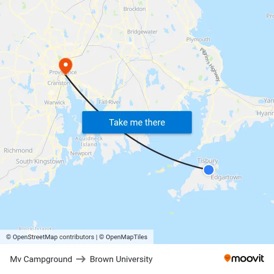 Mv Campground to Brown University map