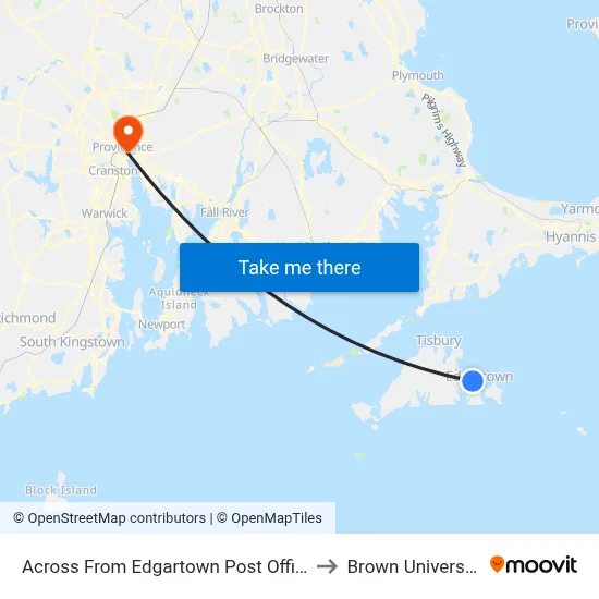 Across From Edgartown Post Office to Brown University map