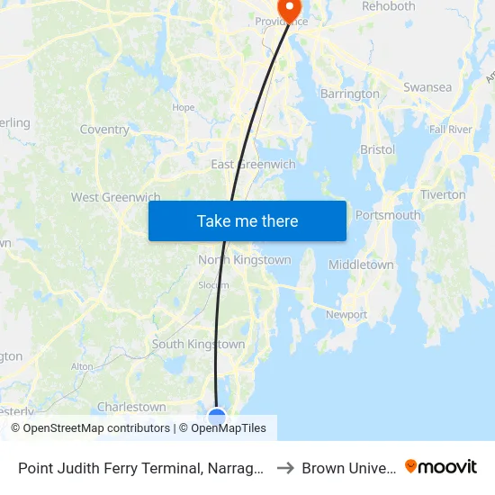 Point Judith Ferry Terminal, Narragansett, Ri to Brown University map