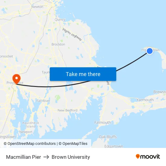 Macmillian Pier to Brown University map