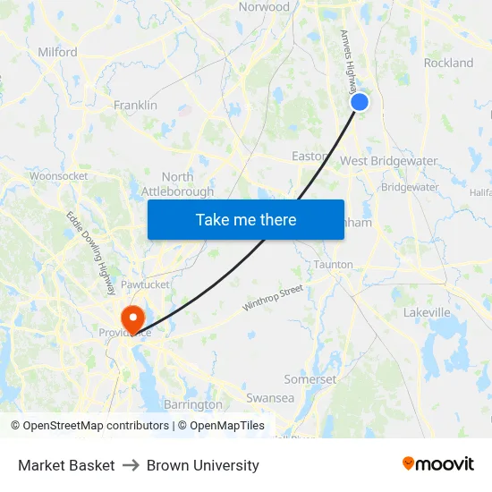 Market Basket to Brown University map