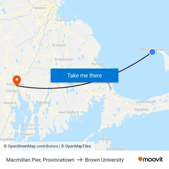 Macmillan Pier, Provincetown to Brown University map