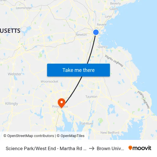Science Park/West End - Martha Rd @ Amy Ct to Brown University map