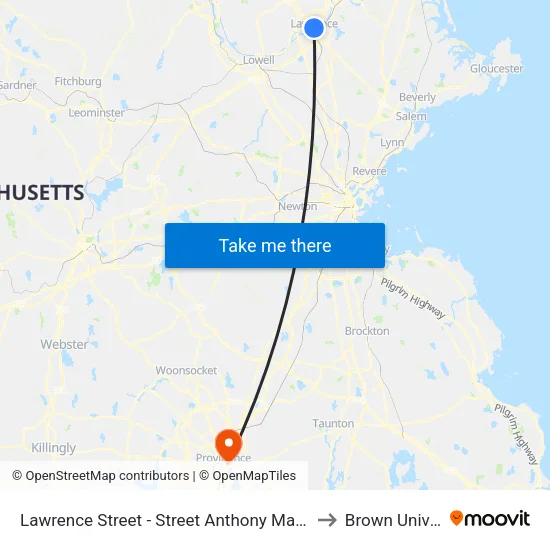 Lawrence Street - Street Anthony Maronite Church to Brown University map