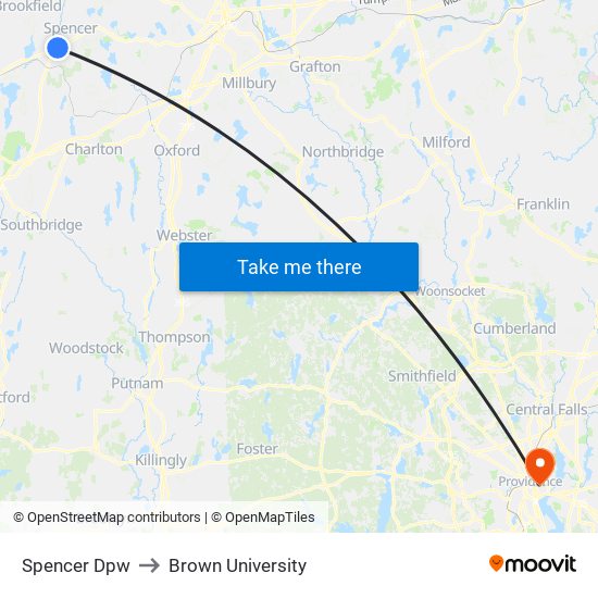 Spencer Dpw to Brown University map