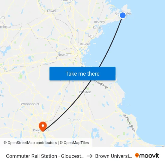 Commuter Rail Station - Gloucester to Brown University map
