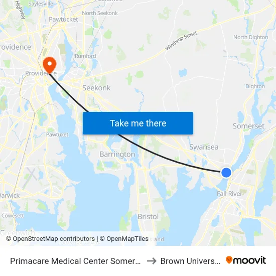 Primacare Medical Center Somerset to Brown University map