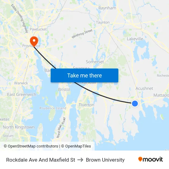 Rockdale Ave And Maxfield St to Brown University map
