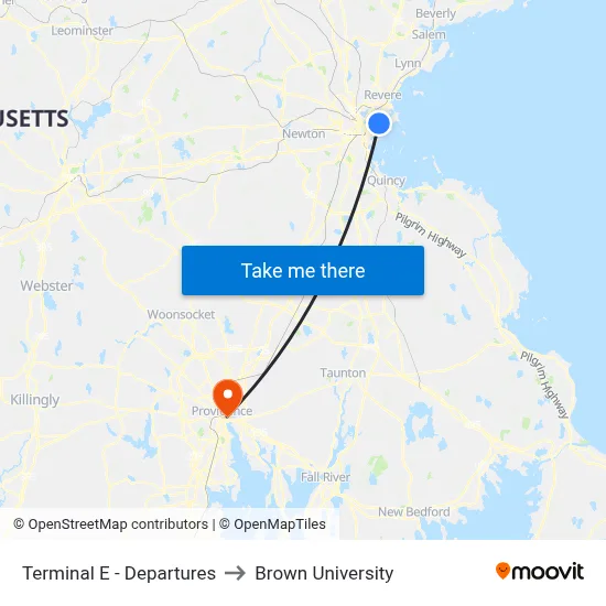 Terminal E - Departures to Brown University map