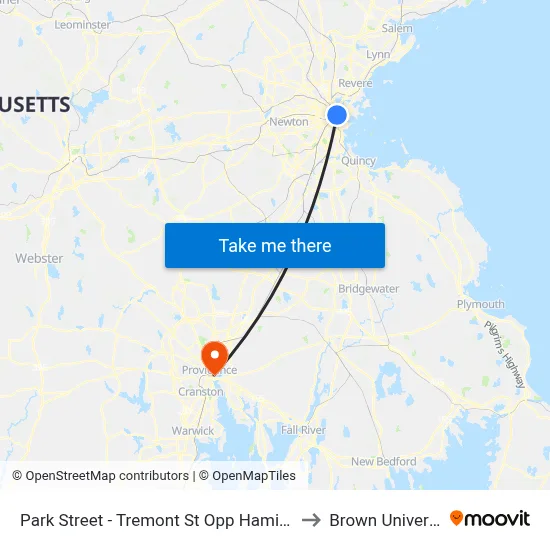 Park Street - Tremont St Opp Hamilton Pl to Brown University map
