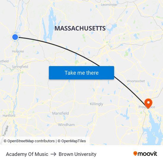 Academy Of Music to Brown University map