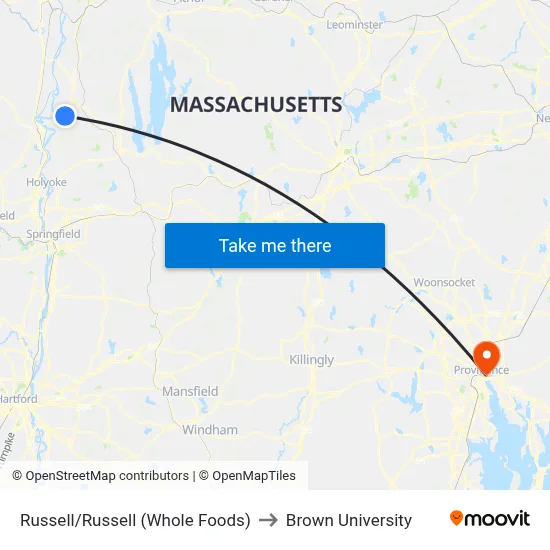 Russell/Russell (Whole Foods) to Brown University map