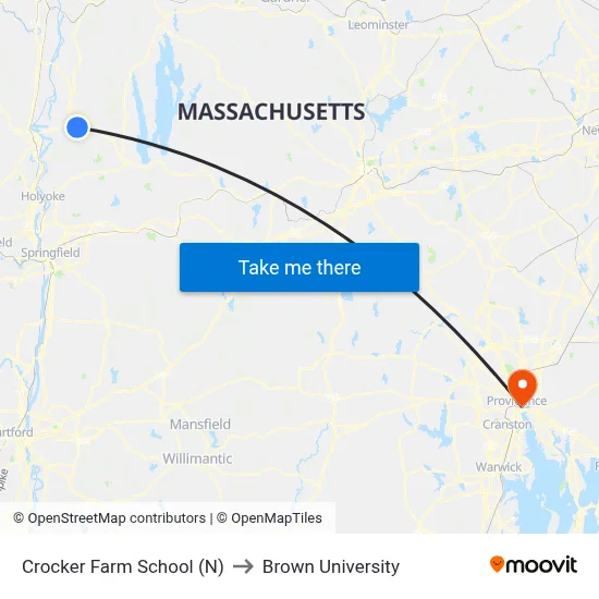 Crocker Farm School (N) to Brown University map