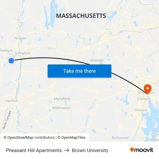 Pheasant Hill Apartments to Brown University map