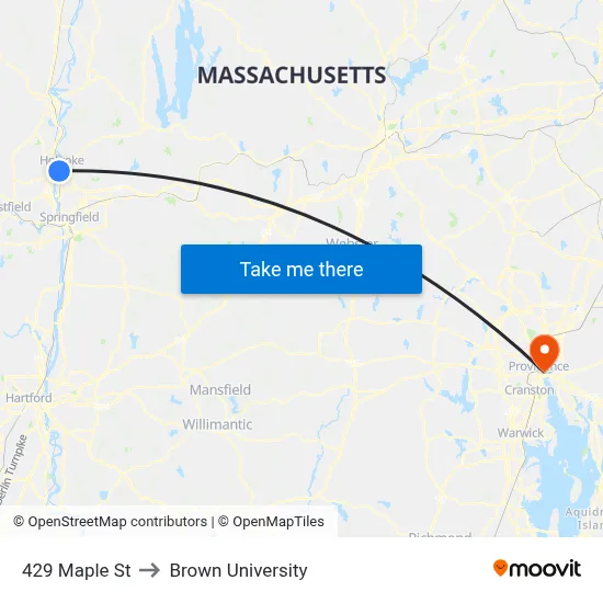 429 Maple St to Brown University map
