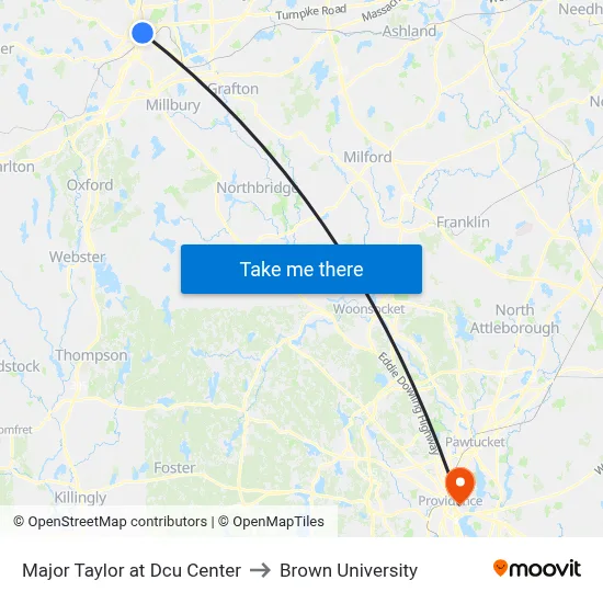 Major Taylor at Dcu Center to Brown University map