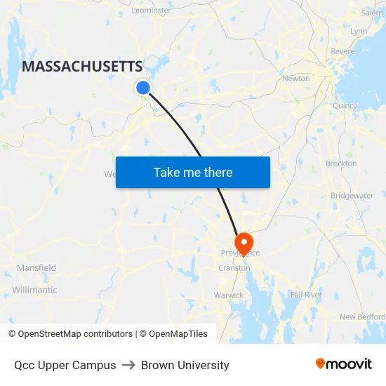 Qcc Upper Campus to Brown University map