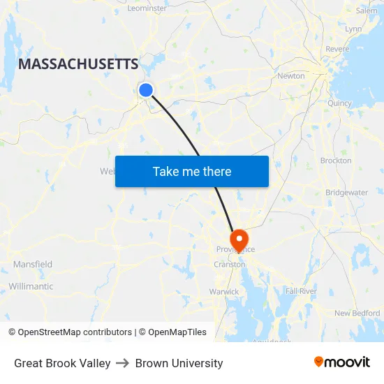 Great Brook Valley to Brown University map