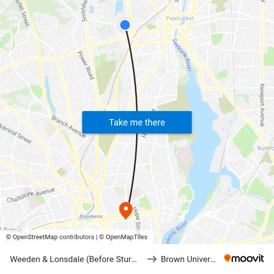 Weeden & Lonsdale (Before Sturman) to Brown University map