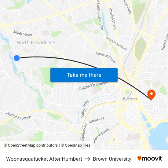 Woonasquatucket After Humbert to Brown University map