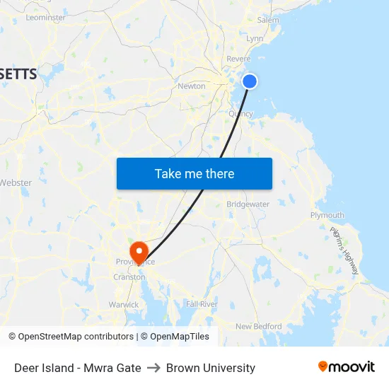 Deer Island - Mwra Gate to Brown University map