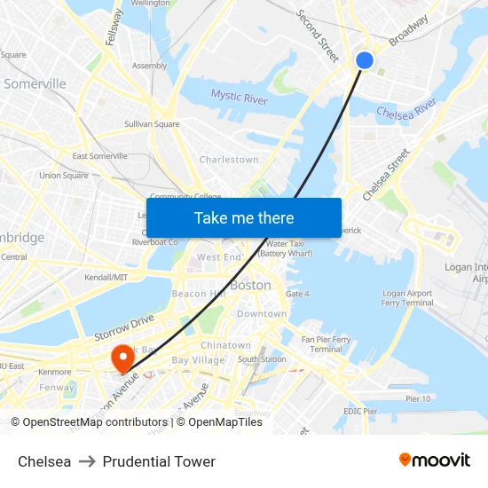 Chelsea to Prudential Tower map
