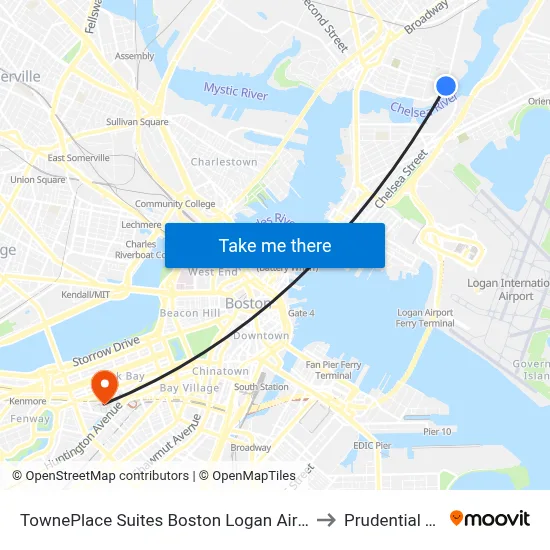 TownePlace Suites Boston Logan Airport/Chelsea to Prudential Tower map