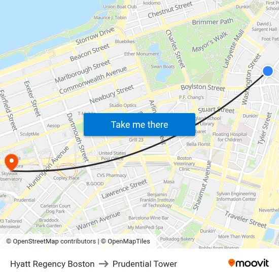 Hyatt Regency Boston to Prudential Tower map