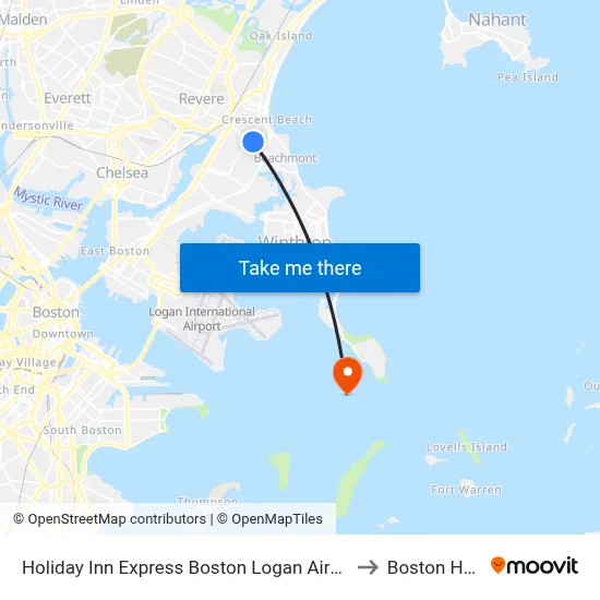 Holiday Inn Express Boston Logan Airport - Revere to Boston Harbor map
