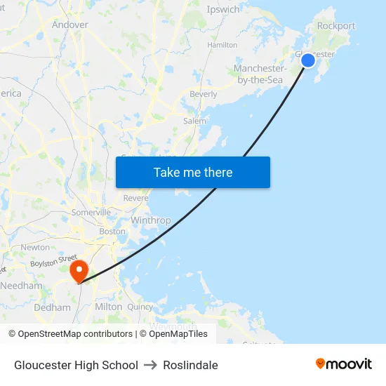 Gloucester High School to Roslindale map