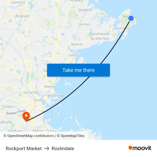 Rockport Market to Roslindale map