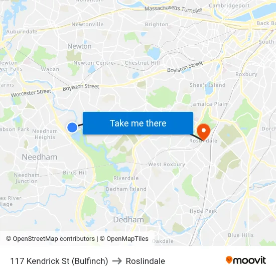 117 Kendrick St  (Bulfinch) to Roslindale map