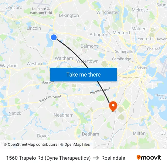 1560 Trapelo Rd  (Dyne Therapeutics) to Roslindale map