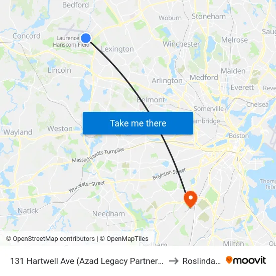 131 Hartwell Ave  (Azad Legacy Partners) to Roslindale map