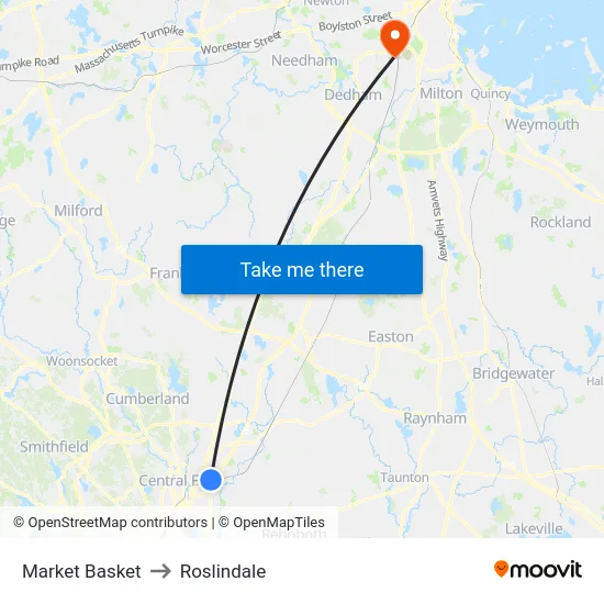 Market Basket to Roslindale map