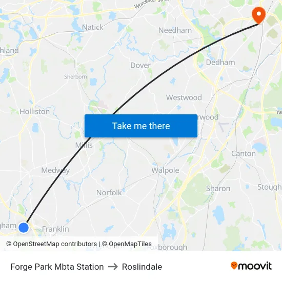 Forge Park Mbta Station to Roslindale map