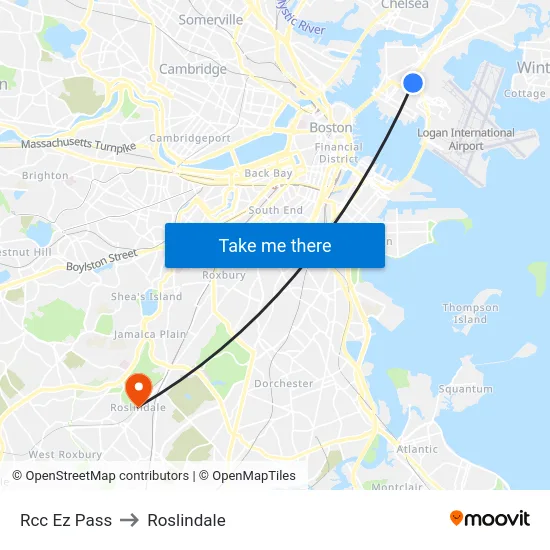 Rcc Ez Pass to Roslindale map