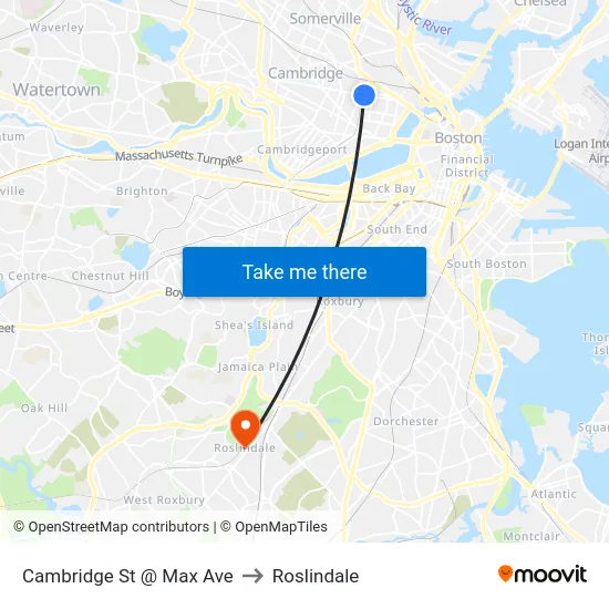 Cambridge St @ Max Ave to Roslindale map
