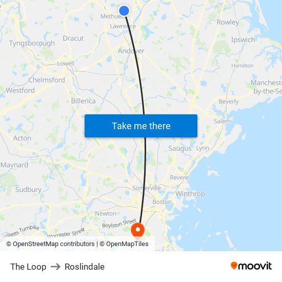 The Loop to Roslindale map