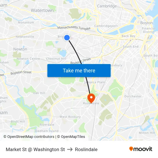 Market St @ Washington St to Roslindale map