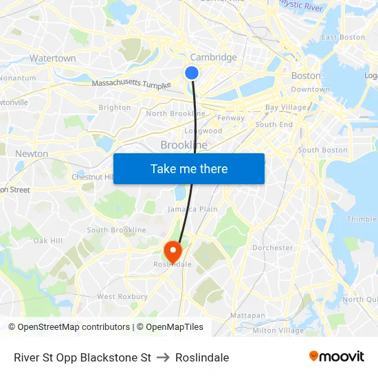River St Opp Blackstone St to Roslindale map
