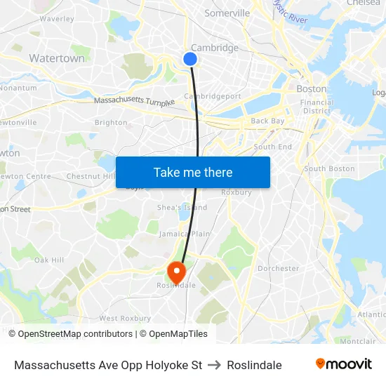 Massachusetts Ave Opp Holyoke St to Roslindale map