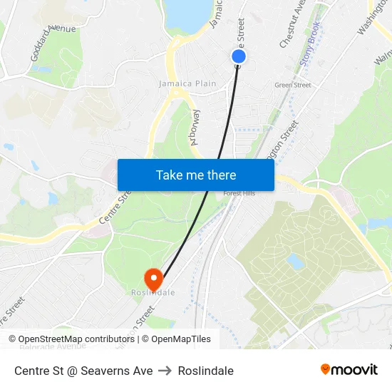 Centre St @ Seaverns Ave to Roslindale map
