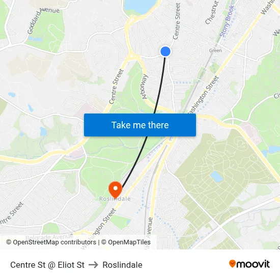 Centre St @ Eliot St to Roslindale map