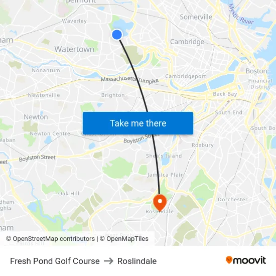 Fresh Pond Golf Course to Roslindale map