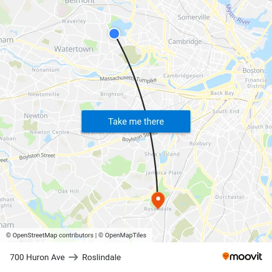 700 Huron Ave to Roslindale map