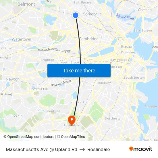Massachusetts Ave @ Upland Rd to Roslindale map